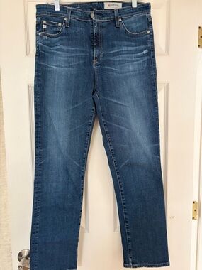 AG Adriano Goldschmied Women's Blue Straight-Leg Jeans